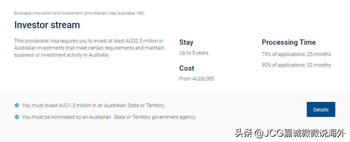 2021年澳大利亚四大投资移民签证申请要求汇总