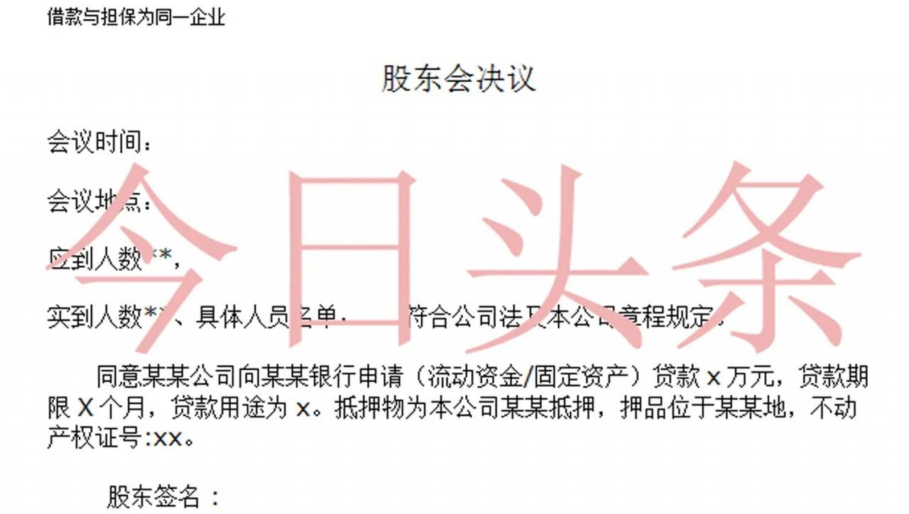 借款类股东决议模板、股东会决议模板（董事会决议模板）