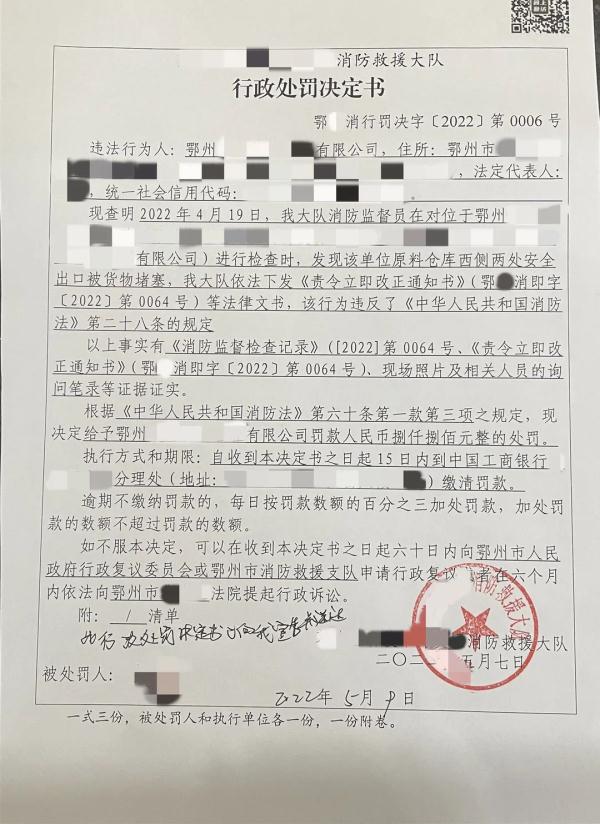 堵塞安全出口？罚