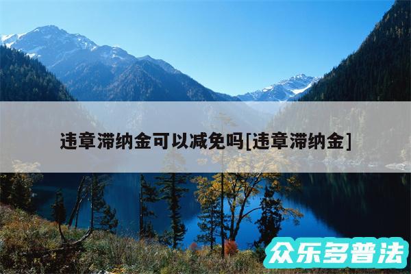 违章滞纳金可以减免吗及违章滞纳金