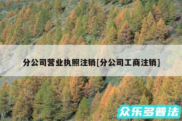 分公司营业执照注销及分公司工商注销