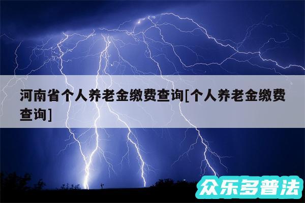 河南省个人养老金缴费查询及个人养老金缴费查询