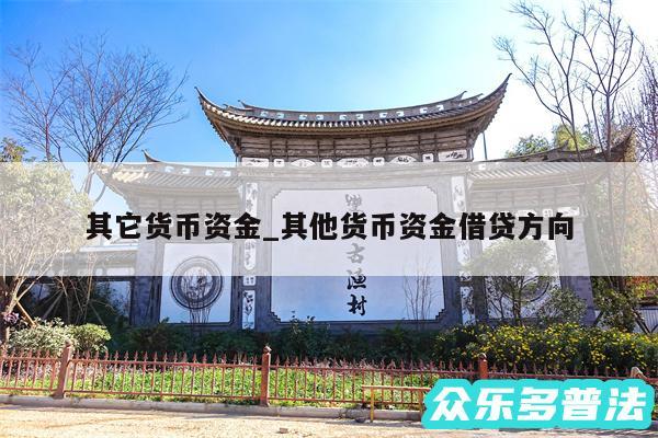 其它货币资金_其他货币资金借贷方向