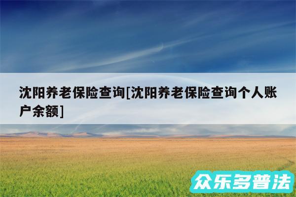 沈阳养老保险查询及沈阳养老保险查询个人账户余额