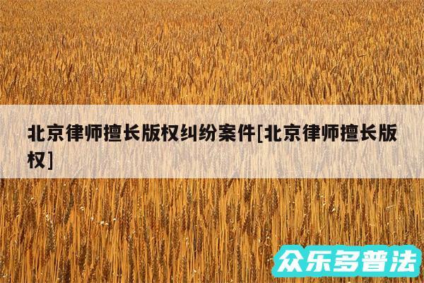 北京律师擅长版权纠纷案件及北京律师擅长版权