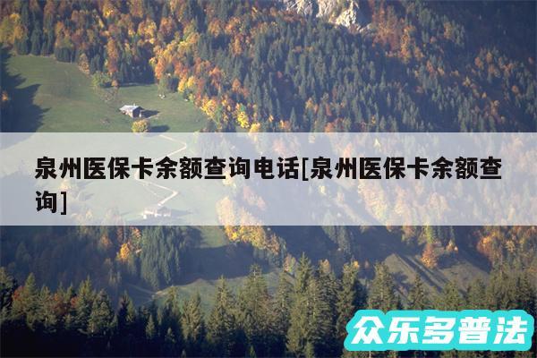 泉州医保卡余额查询电话及泉州医保卡余额查询