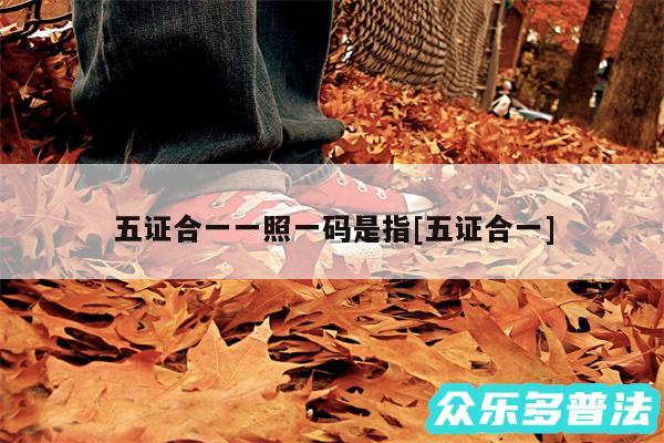 五证合一一照一码是指及五证合一