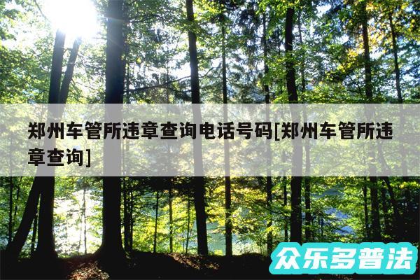 郑州车管所违章查询电话号码及郑州车管所违章查询