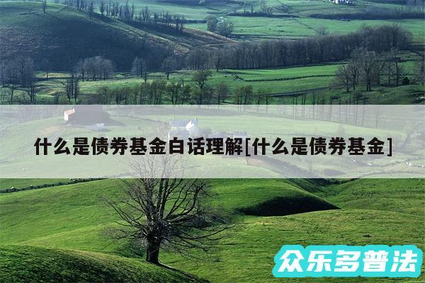 什么是债券基金白话理解及什么是债券基金