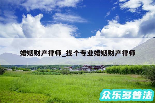婚姻财产律师_找个专业婚姻财产律师