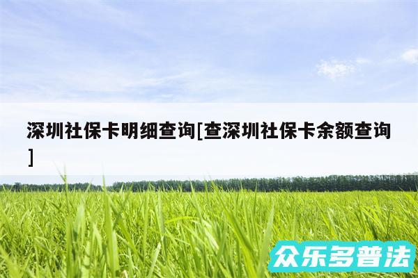 深圳社保卡明细查询及查深圳社保卡余额查询