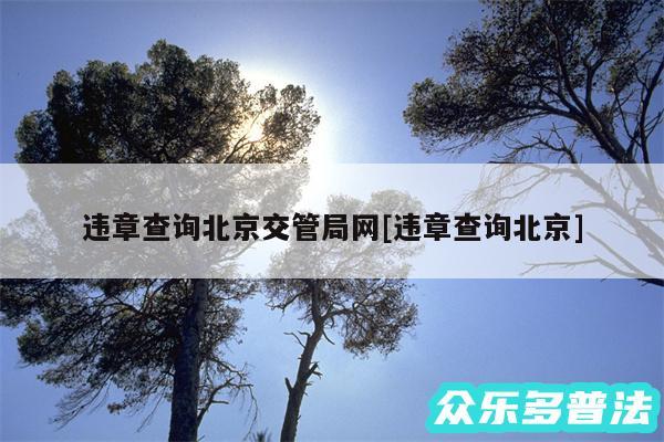 违章查询北京交管局网及违章查询北京