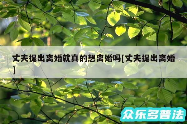 丈夫提出离婚就真的想离婚吗及丈夫提出离婚