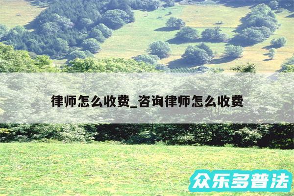 律师怎么收费_咨询律师怎么收费