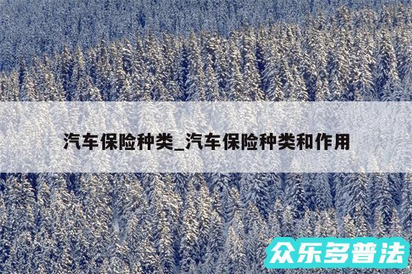 汽车保险种类_汽车保险种类和作用