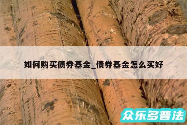 如何购买债券基金_债券基金怎么买好
