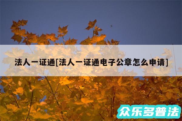 法人一证通及法人一证通电子公章怎么申请