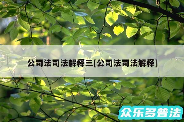 公司法司法解释三及公司法司法解释