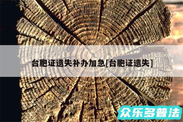 台胞证遗失补办加急及台胞证遗失