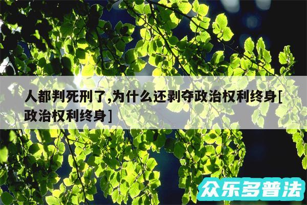 人都判死刑了,为什么还剥夺政治权利终身及政治权利终身