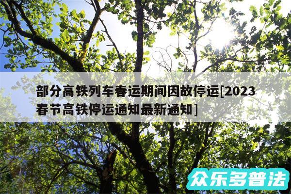 部分高铁列车春运期间因故停运及2024
春节高铁停运通知最新通知