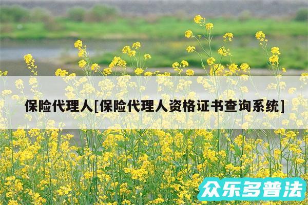 保险代理人及保险代理人资格证书查询系统