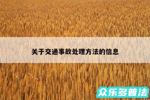 关于交通事故处理方法的信息
