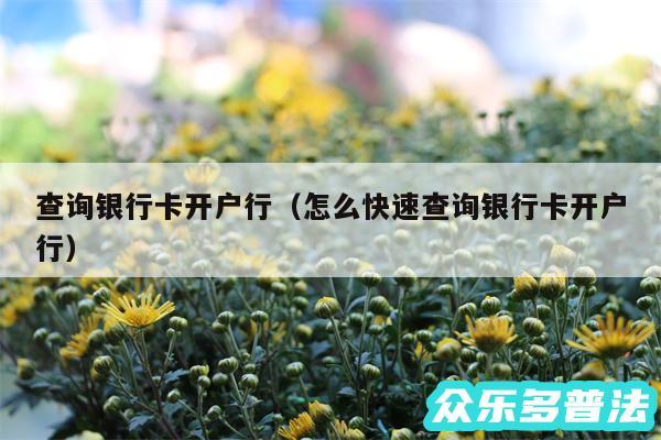查询银行卡开户行以及怎么快速查询银行卡开户行