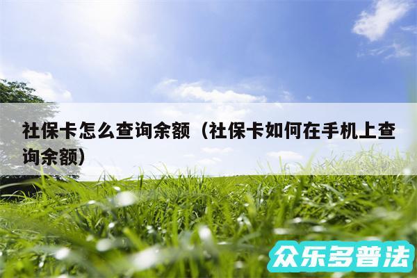 社保卡怎么查询余额以及社保卡如何在手机上查询余额