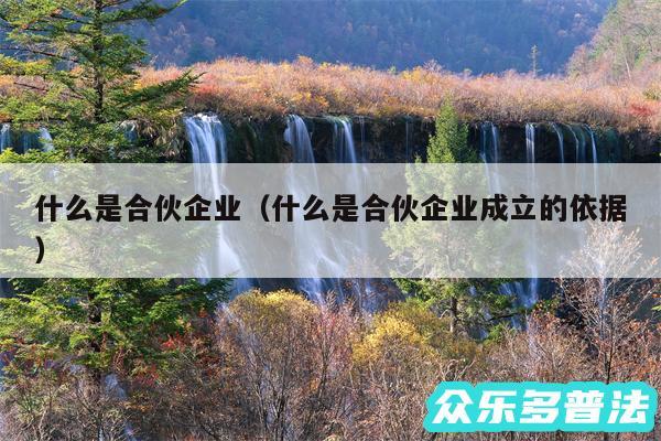 什么是合伙企业以及什么是合伙企业成立的依据