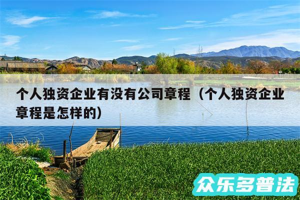 个人独资企业有没有公司章程以及个人独资企业章程是怎样的
