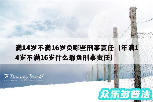 满14岁不满16岁负哪些刑事责任以及年满14岁不满16岁什么罪负刑事责任