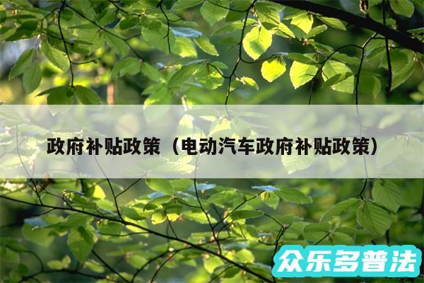 政府补贴政策以及电动汽车政府补贴政策