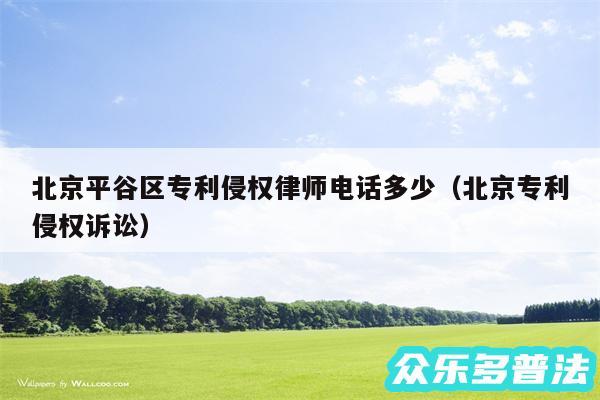 北京平谷区专利侵权律师电话多少以及北京专利侵权诉讼
