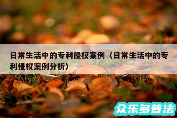 日常生活中的专利侵权案例以及日常生活中的专利侵权案例分析