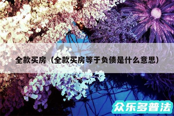 全款买房以及全款买房等于负债是什么意思