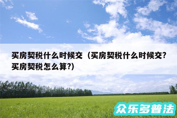 买房契税什么时候交以及买房契税什么时候交?买房契税怎么算?