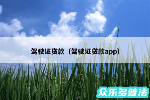驾驶证贷款以及驾驶证贷款app