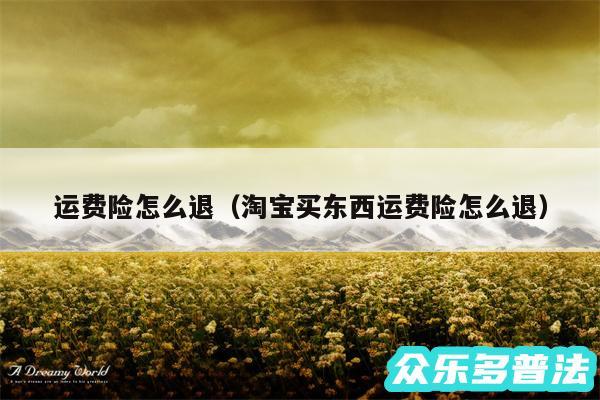 运费险怎么退以及淘宝买东西运费险怎么退