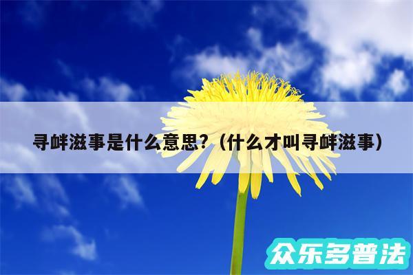 寻衅滋事是什么意思?以及什么才叫寻衅滋事