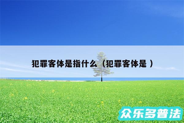 犯罪客体是指什么以及犯罪客体是
