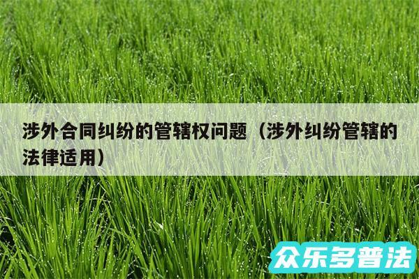 涉外合同纠纷的管辖权问题以及涉外纠纷管辖的法律适用