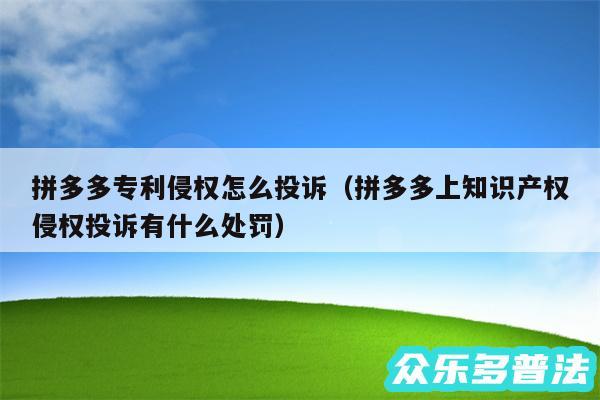 拼多多专利侵权怎么投诉以及拼多多上知识产权侵权投诉有什么处罚