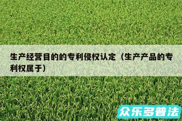 生产经营目的的专利侵权认定以及生产产品的专利权属于
