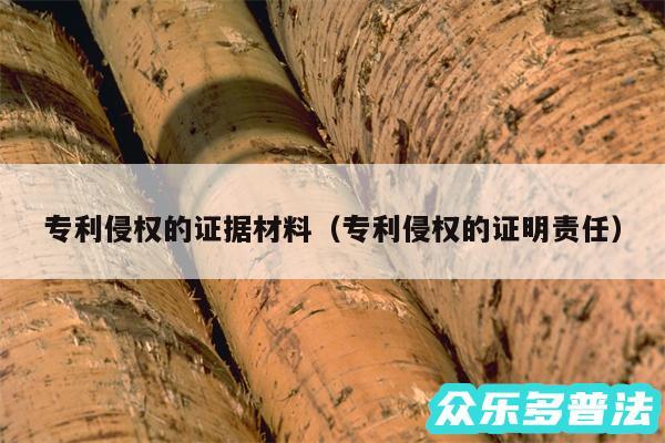 专利侵权的证据材料以及专利侵权的证明责任