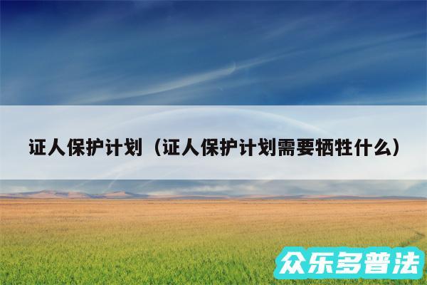 证人保护计划以及证人保护计划需要牺牲什么