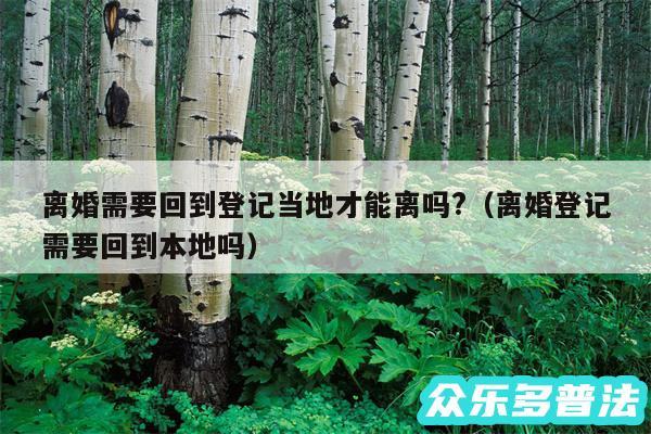 离婚需要回到登记当地才能离吗?以及离婚登记需要回到本地吗