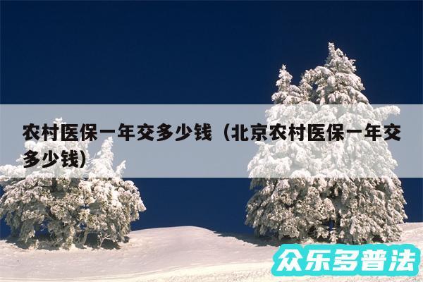 农村医保一年交多少钱以及北京农村医保一年交多少钱