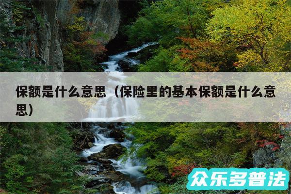 保额是什么意思以及保险里的基本保额是什么意思