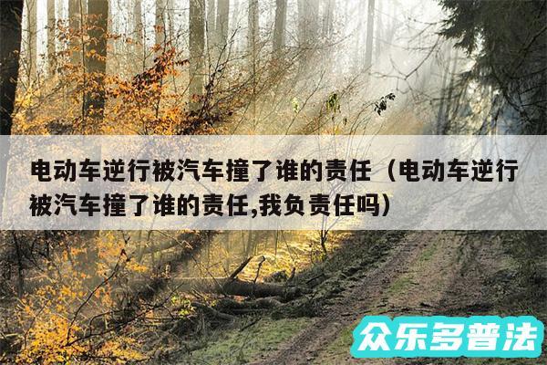 电动车逆行被汽车撞了谁的责任以及电动车逆行被汽车撞了谁的责任,我负责任吗